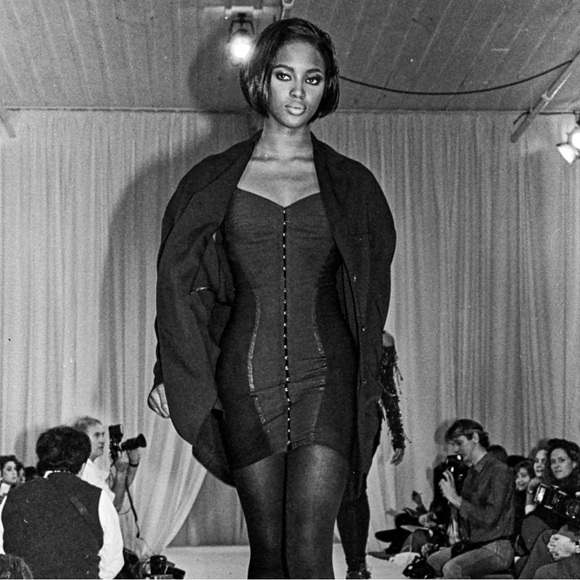 Dolce & Gabbana Vintage 1990s Black Satin and Mesh Bustier Dress - Picture 2 of 10